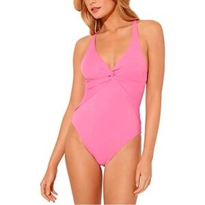 BLEU Rod Beattie Twist & Shout Pink 1-PC Swimsuit Sz 12